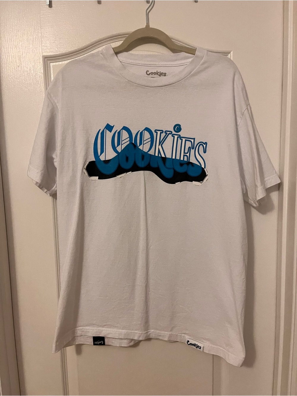 Cookies Kids' White Graphic Tee with Blue Logo